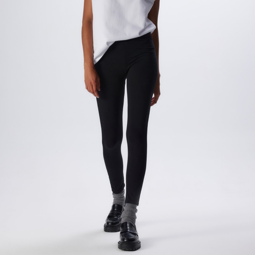 Majestic Filatures Black Full Length Viscose Leggings Size 3 Super Stretchy